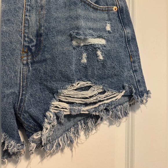 12th Tribe Distressed Denim Blue Women's Shorts - Picture 6 of 7